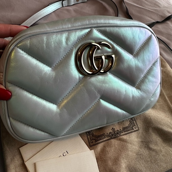 Gucci Iridescent Nappa Chevron Matelasse GG Marmont Shoulder/CrossbodyBag - Picture 4 of 7